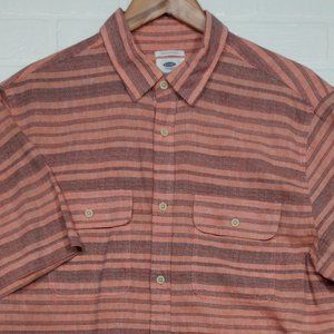 linen Old Navy men's salmon color tropical casual summer short sleeve shirt XL